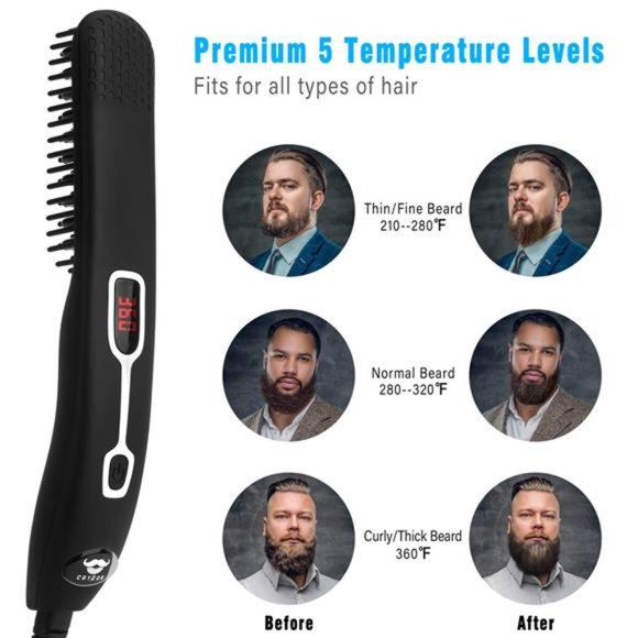 Beard Straightener Comb for Men - Electric Heated Brush Portable - Picture 3 of 7